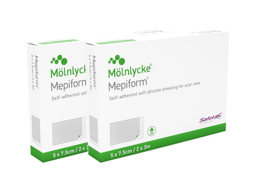 Mepiform Resizable Scar Removal Silicone Gel Sheet Tape, upto 14 days or more pack, small scar heal patches for Keloid, C Section, Tummy, Acne scars, Surgery, Burns, alike Scar Cream Gel, 5x7.5 cm