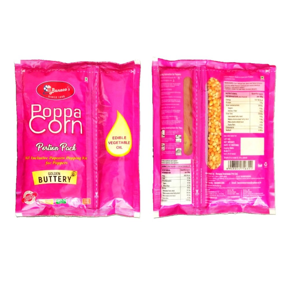 Poppacorn Portion Pack All Inclusive Popcorn Popping kit for Poppers 400gm 2 in 1 Pack (400 gms, Golden Buttery)