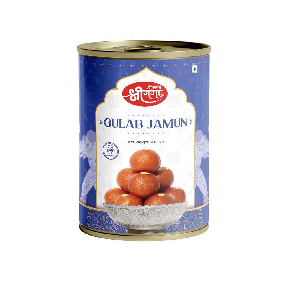 Bikaneri Shree Ganga Soft Gulabjamun, 500gm Tin, Traditional Bikaneri Sweet, Bikaneri Mithai, Shahi Sweet Delicacy, 8 Pieces
