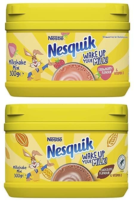 Nesquiks Wake Up Your Milk Milkshake Mix, Strawberry and Chocolate Flavours 2 X 300gm (Imported)