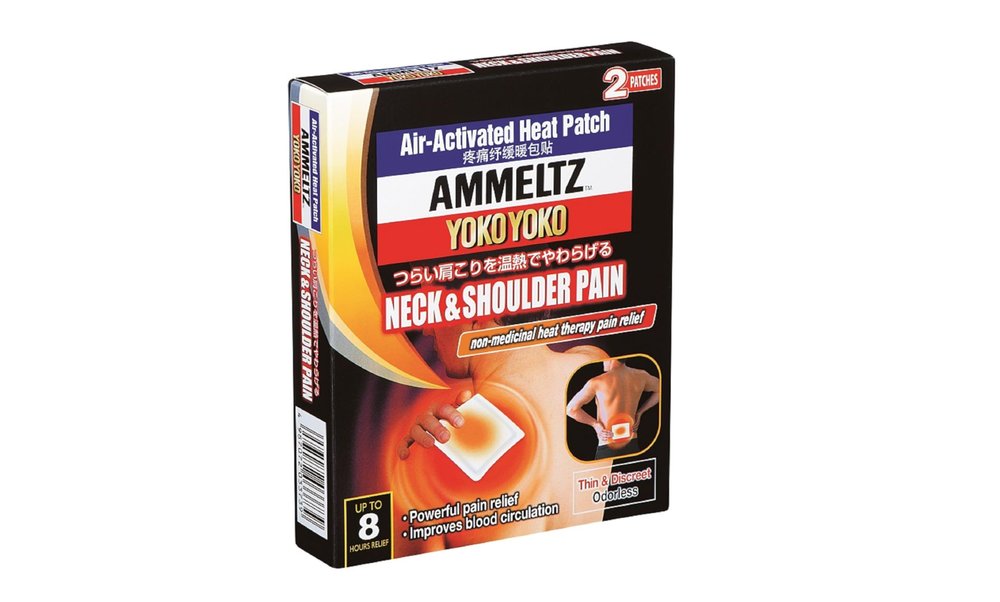 Movitronix AMMELTZ Heat patch YOKO YOKO Neck&Shoulder Pain Air-Activated Heat Patch - Japan Product - Heat Patch for Men & Women - Up to 8hrs Odorless - Size: 13 X 9.5cm - 2 Patches