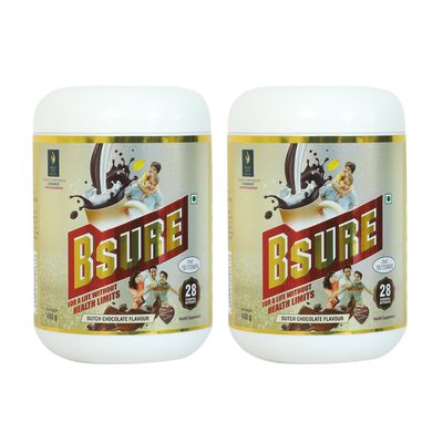 bsure - For a Life Without Health Limits|Complete balanced Nutritional supplement|Immune Booster| with 3 Vital Oxidants|Delicious Dutch Chocolate Flavour (Pack of 2),powder,2 count,13 Servings
