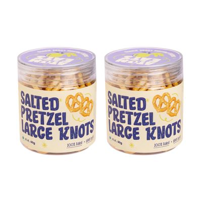 Atom Eats | Salted Large Pretzel Knots (Pack of 2) - 60g each | 100% Baked | Savory Snacks, Crunchy Namkeen - Perfect for Snack Box, Parties, On-the-Go - Versatile Food Items - Great for Dipping, Solo Snacking