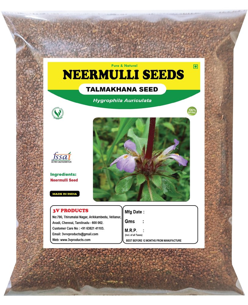 3V PRODUCTS Dried Neermulli Seeds 200g | Talmakhana Seed | Hygrophila Auriculata Seed | Kokilaksha | Marsh Barbel (Whole)