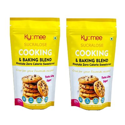 Kyomee Sucralose Combo Pack (200gm X 2) - Sugar Free Powder, Zero Calorie Sweetener For Healthy Life, Lactose Free, Tastes Like Sugar, Ideal for Daily Beverages, Cooking, and Baking