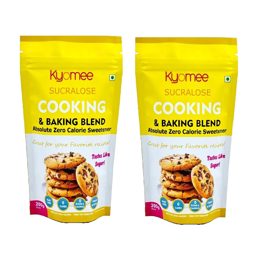 Kyomee Sucralose Combo Pack (200gm X 2) - Sugar Free Powder, Zero Calorie Sweetener For Healthy Life, Lactose Free, Tastes Like Sugar, Ideal for Daily Beverages, Cooking, and Baking