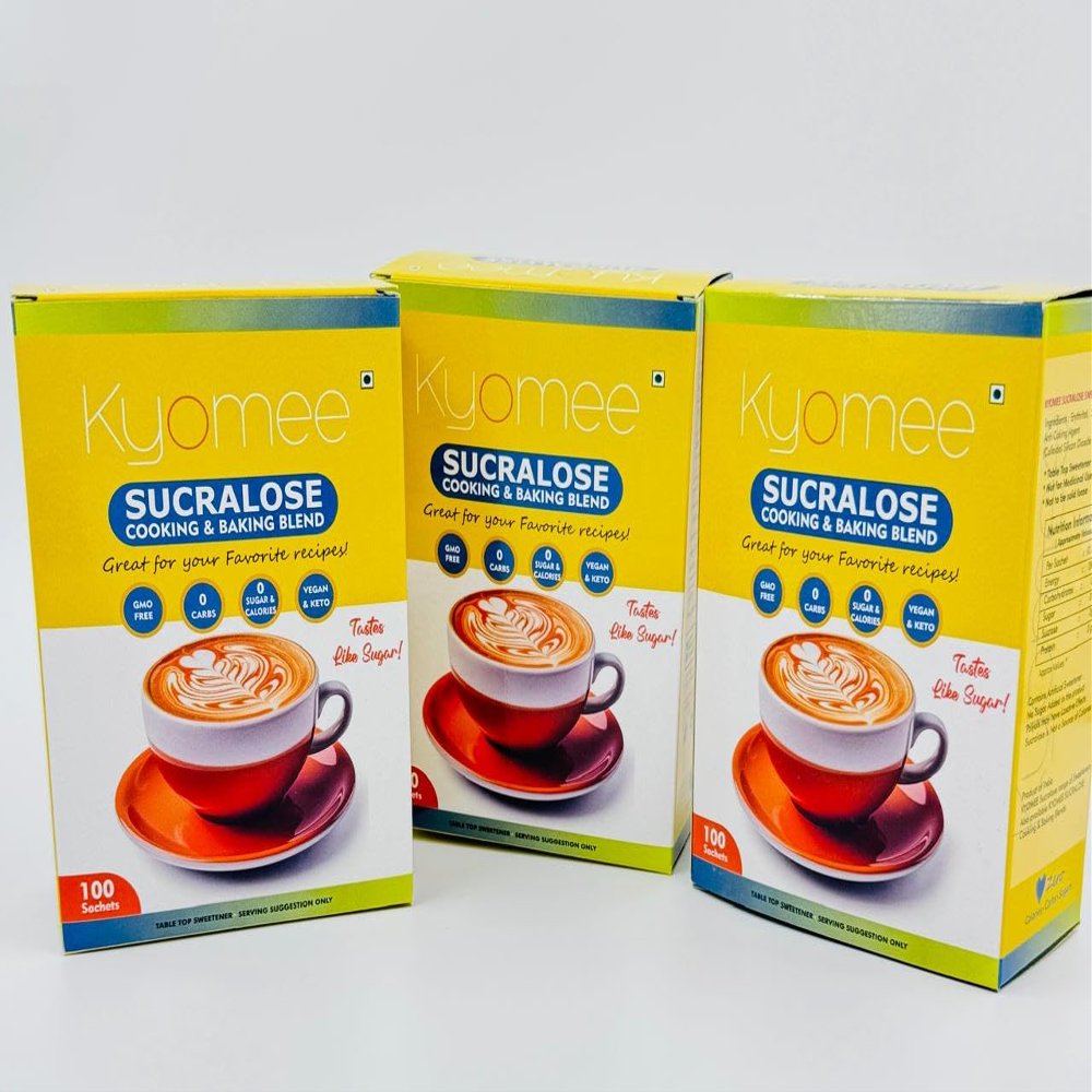 Kyomee Sucralose Triple Pack (100 Sachets X 3) - Sugar Free Powder, Zero Calorie Sweetener For Healthy Life, Lactose Free, Tastes Like Sugar, Ideal for Daily Beverages, Cooking, and Baking