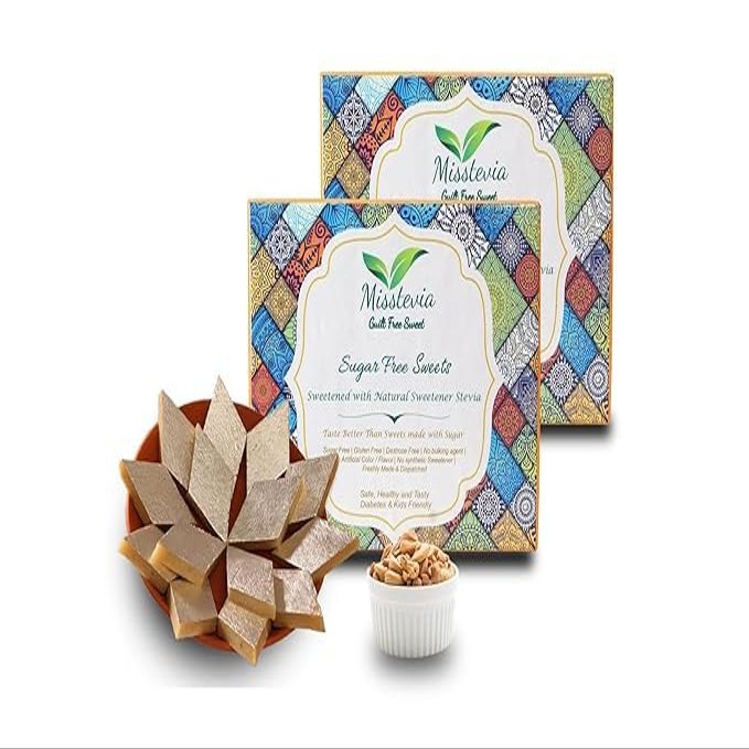Misstevia Sugar Free Kaju Katli | Stevia Sweetened Sugar Free Sweets | Low Carb Low Calorie Keto Diet Friendly| Healthy Treats for Kids & Diabetics | No added Mawa or peanut powder | Pure Cashew Nut with deshi Ghee| Gift for any occassion| 500gm pack