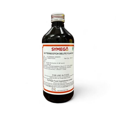EXCEL ENTERPRISES SYMEGA Butterscotch Flavour/Essence Used in Baking, Beverages, Confectionery, Ice cream, Desserts, and Savory Dishes Plastic Bottle 500 ML