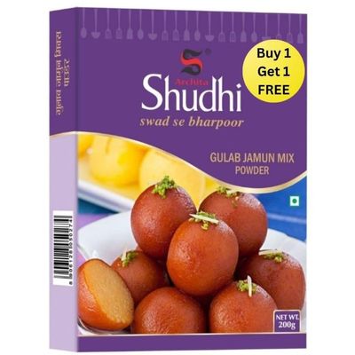 Archita Shudhi Gulab Jamun Powder Mix (200g x 2)|(Buy1Get1 -Pack of 2)|Mithai dessert mix|Makes 50 per Pack|Pure Veg|Delicious Indian Dessert|Festive Combo