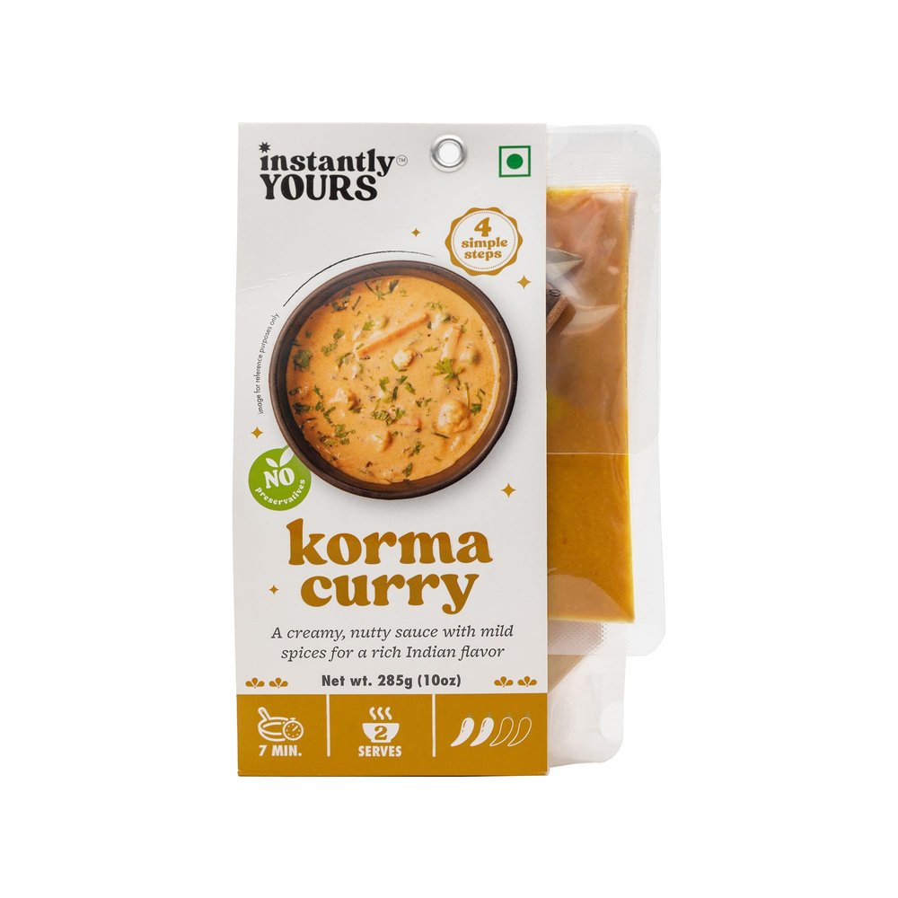 Instantly Yours Ready to Cook & Eat Korma Curry 285gm | Instant Ready Meals | Add Protein of Your Choice | Multipurpose Curry | Ready in 7mints