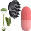 (SCALP-ICE-STONE) Facial Massager Jade Roller & Gua Sha Tool Natural Himalayan Stone for Face Neck Healing Skin Wrinkles & Serum Application Hair Scalp & Ice Massager combo offer (COMBO PACK OF 4) view 1
