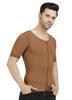Gynecomastia Compression Vest with Short Sleeve| HIGH Compression| Front Zip and Hook Closer| Tomboy Chest Binder| Chest, Abdomen & Back Support for Men| (Brown, M) view 3
