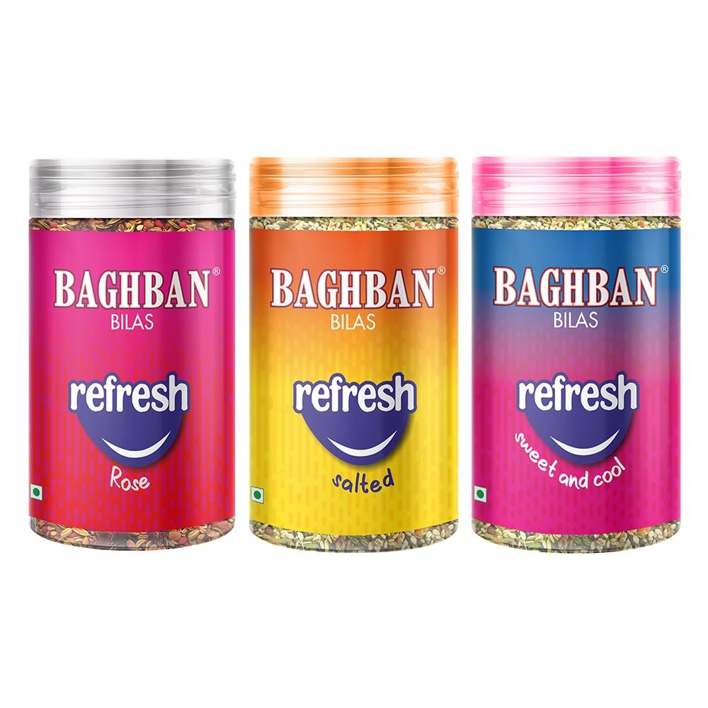 Baghban Bilas Refresh Rose Mukhwas | Salted, Sweet & Cool Digestive Mouth Freshener | Traditional After-Meal Snack | Festive Treat | Combo Pack of 3 x 100g (Total 300g)