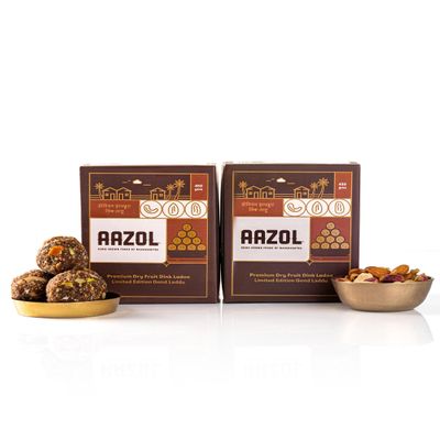 Aazol Premium Dry Fruit Gond Laddu: Limited Edition Dink Ladoo - 900g (450g - Pack of 2) | Post Natal Laddu | Ideal for Gifting | Made with Desi Ghee & Jaggery | Ready to Eat
