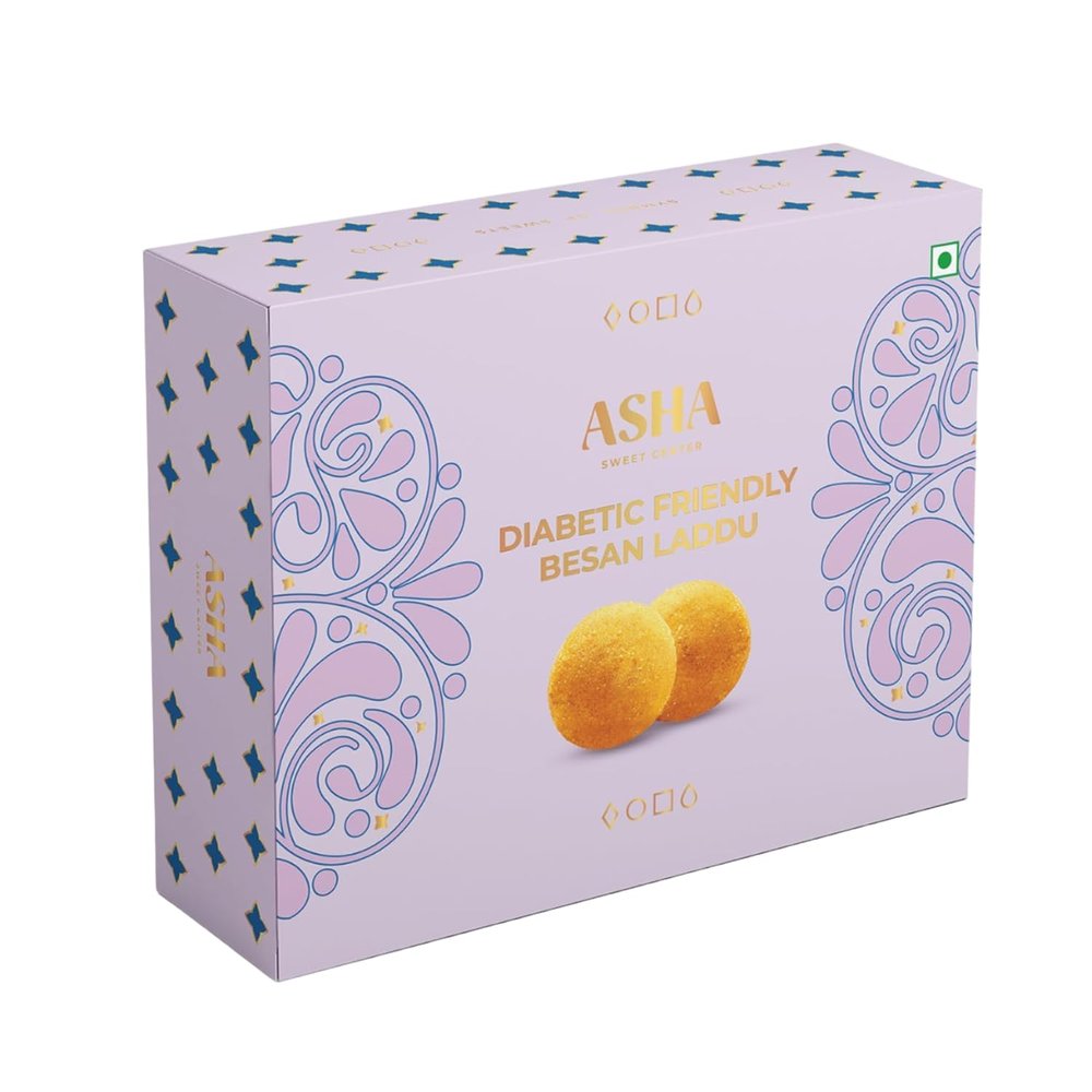 ASHA SWEET CENTER Premium Handcrafted Diabetic Friendly Besan Laddo-250Gm|Authentic Indian Dessert Made With Pure Ghee & Low GI Sugar|Exclusive Sweets Gift Box For Any Occasion & Celebration