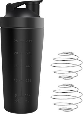 Being One Protein Shaker Stainless Steel, Sports Fitness Protein Shaker, 750 ml Stainless Steel Protein Shaker, Protein Shaker Cup with Ball, for Protein, Diet and Fitness Shakes (Black)