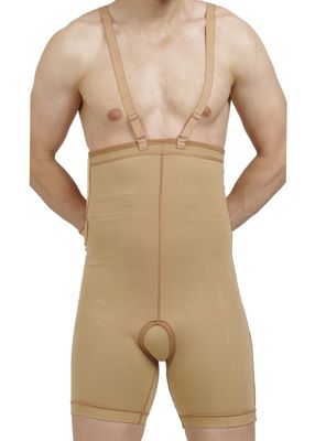 Dermapress HIGH Waisted Panty Upto Mid-Thigh | HIGH Compression | Thigh and Abdomen Liposuction Recovery Garment | Shapewear | Tights | Tummy Tucker | Open Pubis |Strap (Beige, L)