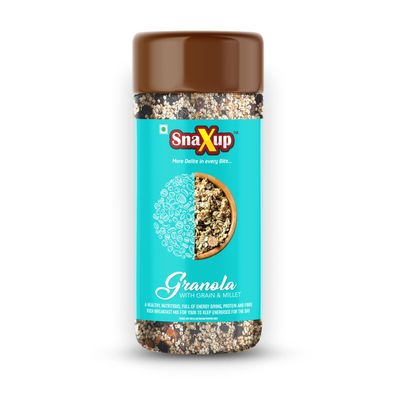 Snaxup Granola With Grain & Millet - Crunchy Granola With 21% Millets (Jowar & Quinoa) | Granola For Breakfast | Diet Food | High Fibre Cereal (350g)