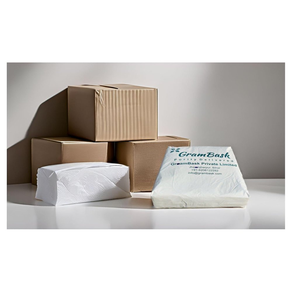 GramBask HARD Tissue Paper- 1 Ply Eco-Friendly Tissue Paper- Bag of 5 Packs (80 Sheets Per Pack)