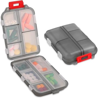 7Seas Small Travel Pill Organizer for Purse, Pocket, Bag | 10 Compartments Pill Holder Box, Handy Medicine Container | Portable Mini Pharmacy Box For Weekly or Daily use | Mini Pocket Size Pill Storage Box (1)