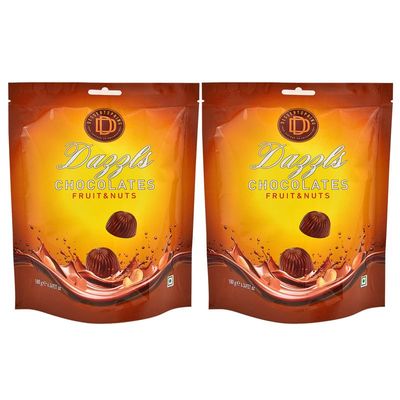 DESSERTSPRING Dazzls - 180G Fruit & Nuts Chocolate - Pack Of 2 | Smooth, Creamy Milk Chocolate For Snacking And Gifting