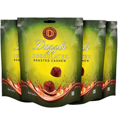 DESSERTSPRING Dazzls - 180G Roasted Cashew Chocolate - Pack Of 4 | Smooth, Creamy Milk Chocolate For Snacking And Gifting