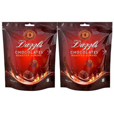 DESSERTSPRING Dazzls - 180G Roasted Almond Chocolate - Pack Of 2 | Smooth, Creamy Milk Chocolate For Snacking And Gifting