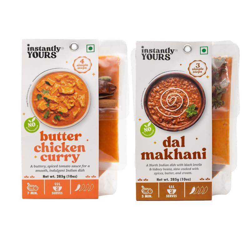 Instantly Yours Combo | Butter Chicken Curry 285g & Dal Makhani 285g | Ready-to-Eat Indian Classics | No Preservatives | Rich, Creamy & Hearty Flavors for a Perfect Gourmet Meal