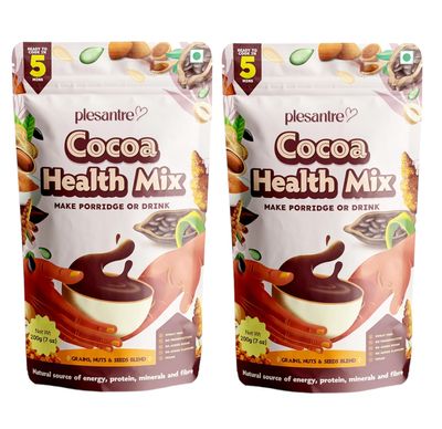 Plesantre Health Mix from Millets, Lentils, Nuts and Seeds - Premix to Make Drink or Porridge (200g x Pack of 2, Chocolate)