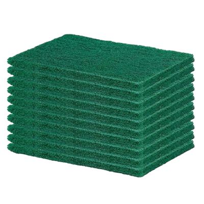 Ecommer Green Scrubber Pads, Non-Scratch Cleaning Pads for Kitchen Utensils & Cookware (Large Size) - Pack of 10