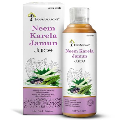 Four Seasons Neem Karela Jamun Juice 500ML | Diabetic Care Juice| Control Blood Sugar Levels & Reduce Bad Cholesterol | Natural Detox | No Added Sugar (1)