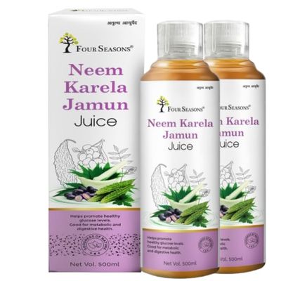 Four Seasons Neem Karela Jamun Juice 500ML | Diabetic Care Juice| Control Blood Sugar Levels & Reduce Bad Cholesterol | Natural Detox | No Added Sugar (2)