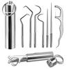 BHAJANSHREE 7 in 1 Piece Dental Hygiene Teeth Cleaning Pocket Set Stainless Steel Portable Oral Care Kit Tools Outdoor, Picnic, Camping Braces, Toothpicks Flosser for Traveling Pcs Tool with Holder Outdoor Camping view 1