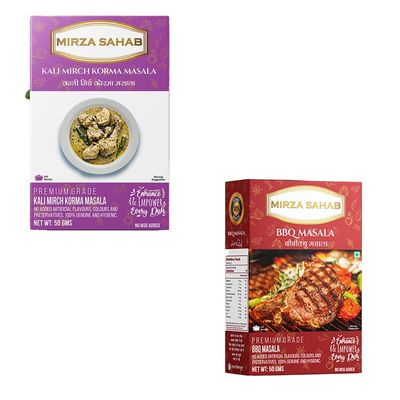 Mirza Sahab Combo Pack | Kali Mirch Korma & BBQ Masala | Great for Grilled Dishes
