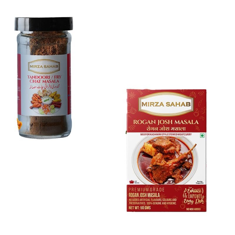 Mirza Sahab Combo Pack of Tandoori Fry Chat Masala & Rogan Josh Masala | Rich and Flavorful Kashmiri Curry
