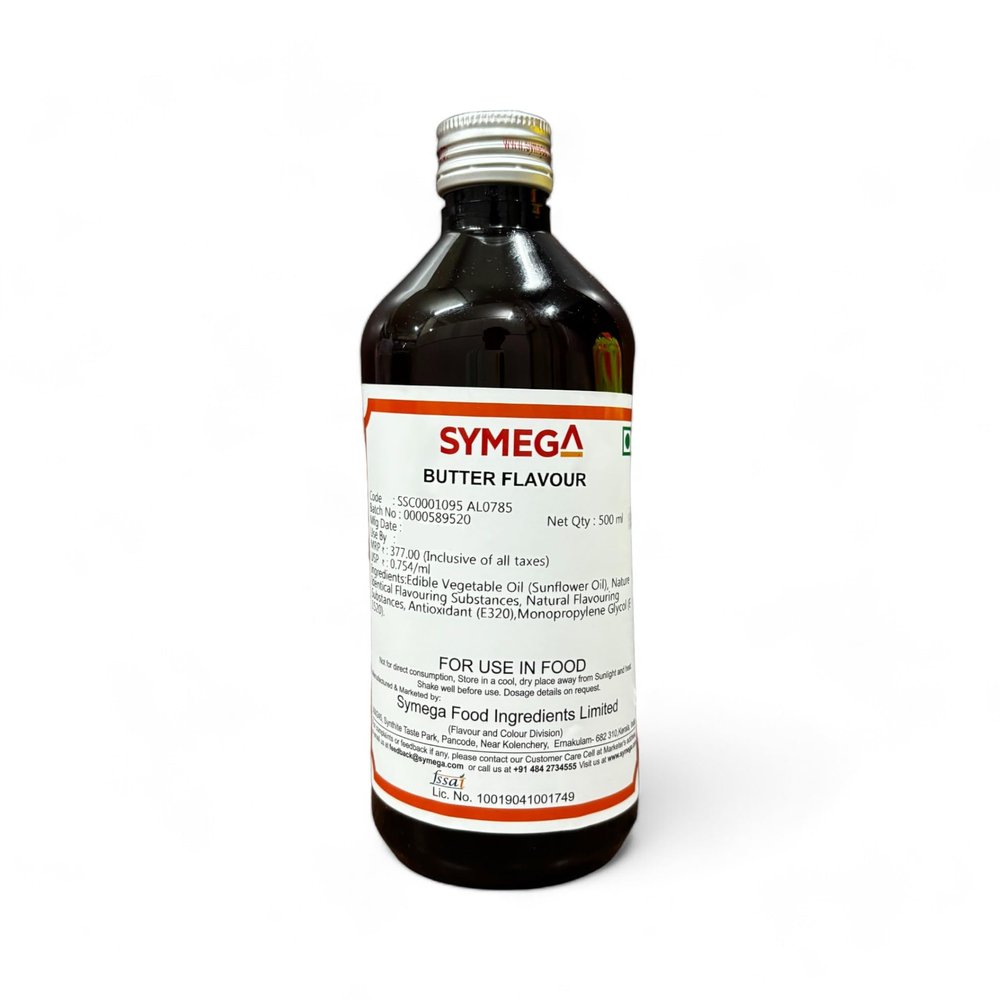 EXCEL ENTERPRISES SYMEGA Butter Flavour/Essence Used in Baking, Beverages, Confectionery, Ice cream, Desserts, and Savory Dishes Plastic Bottle 500 ML