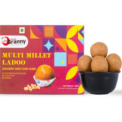 From Granny - Multi Millet Laddu | Mix of Jowar, Foxtail and Bajra Ladoo | Millet Ladoo with Premium Cow Ghee and Jaggery | Homemade Millet Snacks - No Maida | 200g