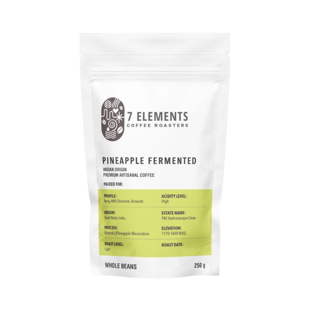 7 Elements Coffee Roasters Pineapple Fermented Roasted Coffee Beans - 250 g (Pack of 1) | Light Roast | Pure Arabica Whole Bean Coffee | Fresh Single Origin | AA Grade | Rich Flavorful Coffee