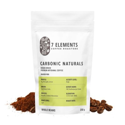 7 Elements Coffee Roasters Carbonic Naturals Roasted Coffee Beans - 250 g (Pack of 1) | Light Roast | Pure Arabica Whole Bean Coffee | Fresh Single Origin | AA Grade | Rich Flavorful Coffee