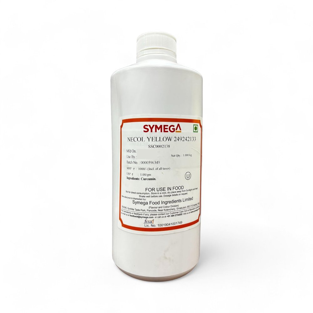 EXCEL ENTERPRISES SYMEGA NECOL Natural Yellow Colour Natural Extracts for Colouring Fried Items and Chips Plant-based Natural Food Colour Use for Fried Chips and Fried items No Chemical additives (249242133) 1000 ML Bottle - Yellow