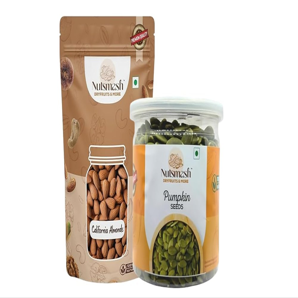 Nutsmash Healthy Combo of and California Almonds - 200G and Pumpkin Seed - 200G
