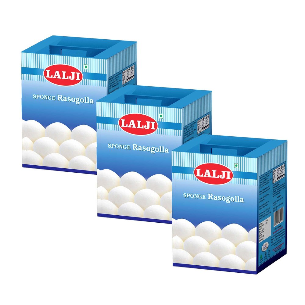 Lalji Foods Rasogolla 3Kg (1Kg x 3) | Authentic Sponge Rasogolla by Lalji | Soft and Juicy Bengali Sweet