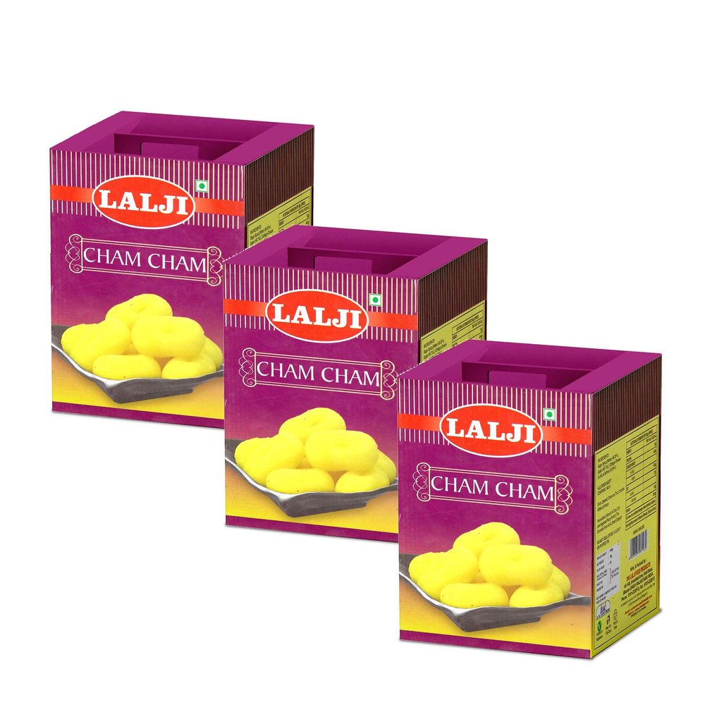 Lalji Foods Cham Cham 3Kg (1Kg x 3) | Exquisite Lalji Cham Cham | Traditional Indian Sweet Delights