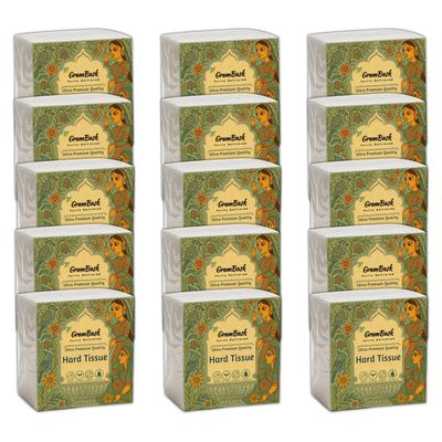 GRAMBASK - PURITY DELIVERED Hard Tissue Paper 1 Ply - 1200 Sheets | Pack of 15 x 80 Sheets | Tear Resistant, Lint Free, Chlorine Free, Long Lasting