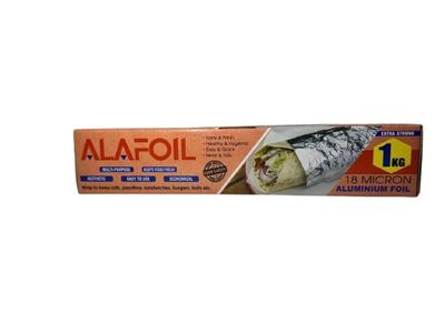 ALAFOI Silver Aluminium Foil for Food Packing with Micron Thickness | Keeps Food Warm and Hygienic | Ideal for Storing, Packing, Wrapping, and Serving (1kg net)