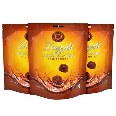 DESSERTSPRING Dazzls - 180G Fruit & Nuts Chocolate - Pack Of 3 | Creamy Milk Chocolate For Snacking And Gifting
