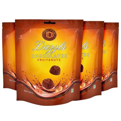 DESSERTSPRING Dazzls - 180G Fruit & Nuts Chocolate - Pack Of 4 | Creamy Milk Chocolate For Snacking And Gifting
