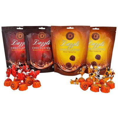 DESSERTSPRING Dazzls - 180G 2 Roasted Almond Chocolate + 2 Fruit & Nuts Chocolate - Pack Of 4