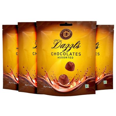 DESSERTSPRING Dazzls - 60G Assorted Chocolate - Pack Of 4 | Creamy Milk Chocolate For Snacking And Gifting